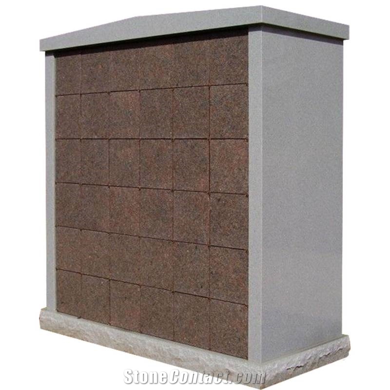 China G603 Grey Granite 36 Niche Columbarium Unit, G633 Grey Granite Columbarium