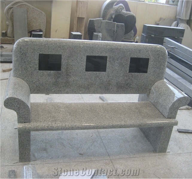 China G603 Grey Granite Outdoor Park Bench with Back Rest, G603 Granite Bench & Table