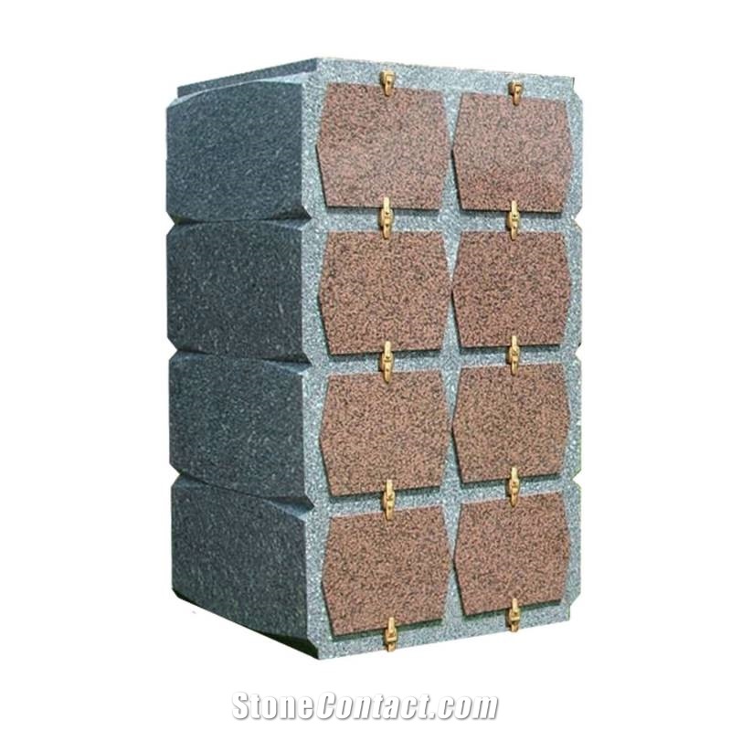 China G603 Grey Granite Vertical 8-Niche Columbarium Unit with a Modern Style Design