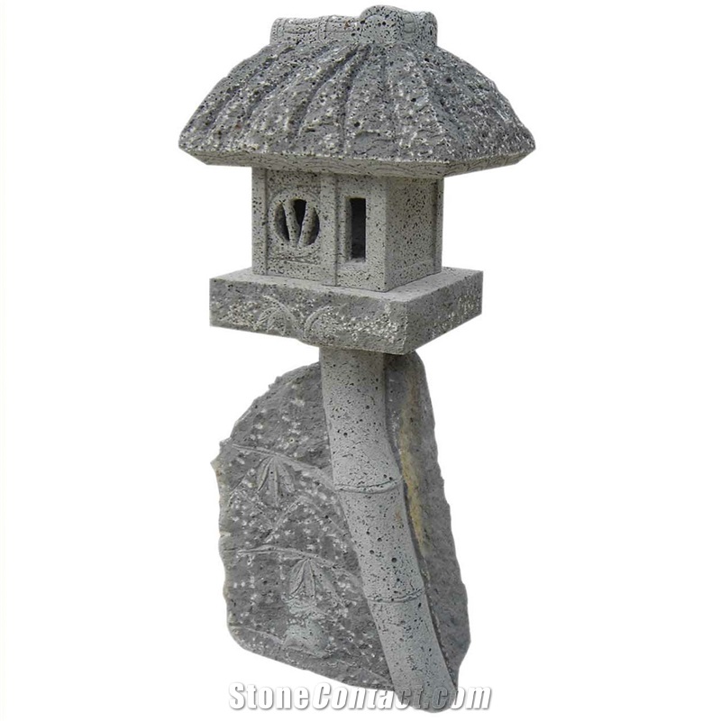 China G633 Grey Granite Special Design House Shape Carved Granite Lamps