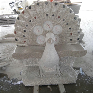 China G682 Yellow Granite Beautiful Peacock Carved Animal Sculptures Garden Landscaping Sculptures