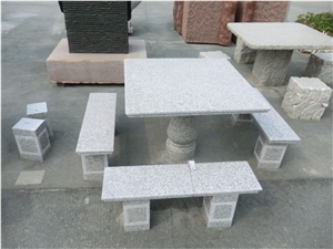 China White Granite Hand Carved Stone Garden Table China White Granite Hand Carved Stone Garden Table