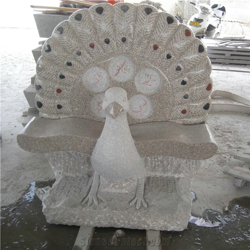 G682 Yellow Granite Garden Peacock Design Park Bench