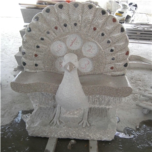 G682 Yellow Granite Garden Peacock Design Park Bench