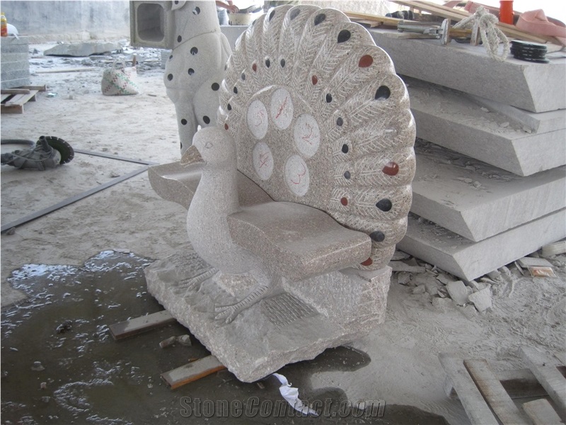 G682 Yellow Granite Garden Peacock Design Park Bench