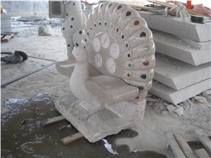 G682 Yellow Granite Garden Peacock Design Park Bench