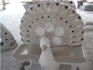 G682 Yellow Granite Garden Peacock Design Park Bench