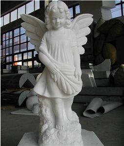 Guangxi White Marble Standing Angel Sculptures, Garden Angel Statues Guangxi White Marble Standing Angel Sculptures, Garden Angel Statues