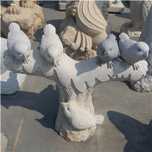Hand Carved Lanscape Garden Park Animal Bird Carving Tree Sculptures G682 Granite
