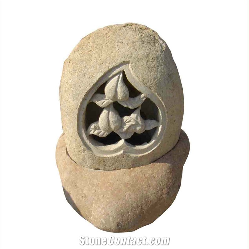 Hand Carved Natural Stone Granite Lanterns, G682 Yellow Granite Lanterns