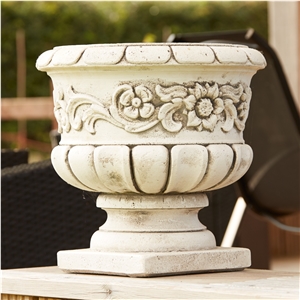 Marble Stone Plant Vase Garden Flower Pot, White Marble Flower Pots Marble Stone Plant Vase Garden Flower Pot, White Marble Flower Pots