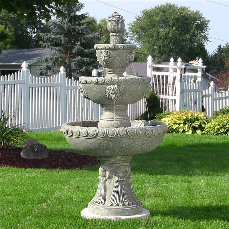 Outdoor Garden Stone Fountains Water Features, Grey Marble Water Features