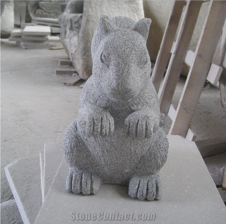Outdoor Granite Stone Squirrel Carvings Garden Animal Sculptures Landscape Statues G633 Granite