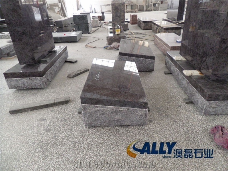 Bahama Blue Granite Slant Marker,Slant Headstones,Grave Markers,Slant Gravestone,Slant Grave Stone,Slant Monuments