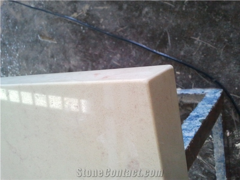 Beige Quartz Stone Kitchen Countertops, Solid Surface Kitchen Tops