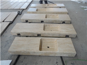 Beige Travertine Countertop in Honed, Classic Beige Travertine Kitchen Countertops