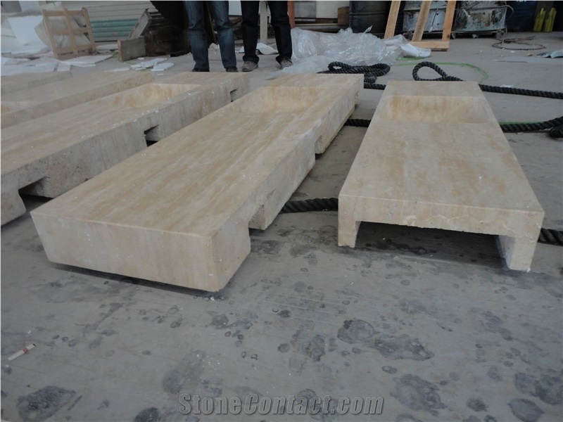 Beige Travertine Countertop in Honed, Classic Beige Travertine Kitchen Countertops