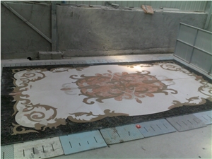 China Cream Marfil Marble Waterjet Medallions Polished for Flooring Decoration