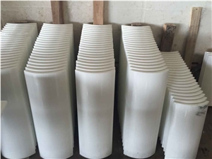 Chinese Nano Glass Column Tops Polished Tile, Vein Marble White Quartzite Column Tops