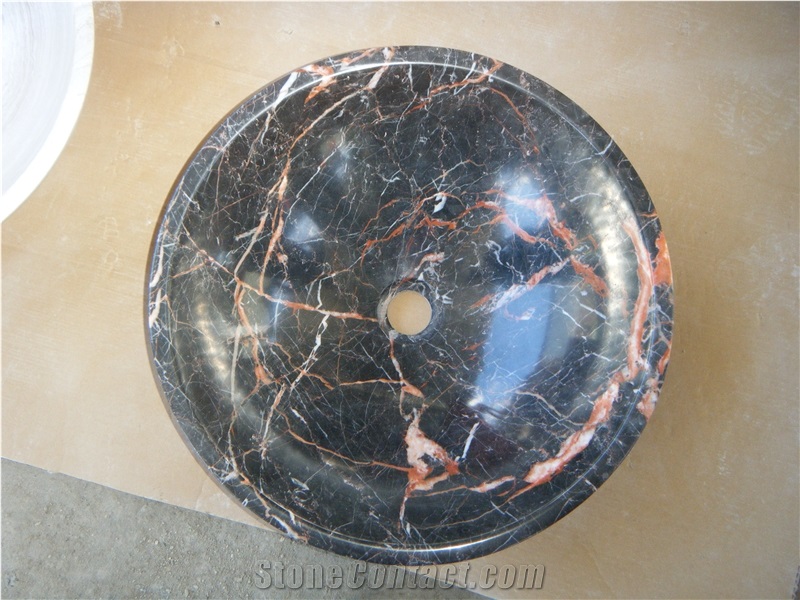 Cuckoo Red Marble Basin/Round Sink