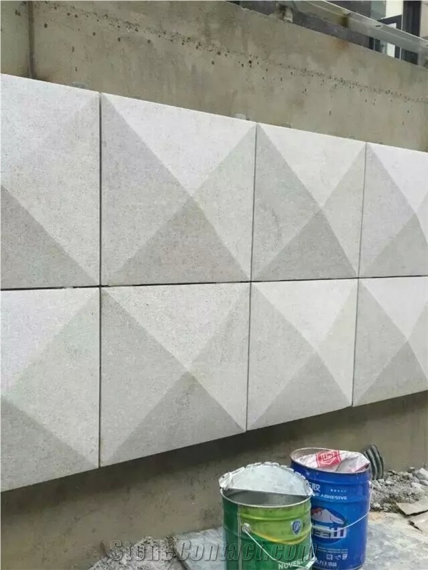G339 Chinese Pearl White Granite Wall Stone in Flamed