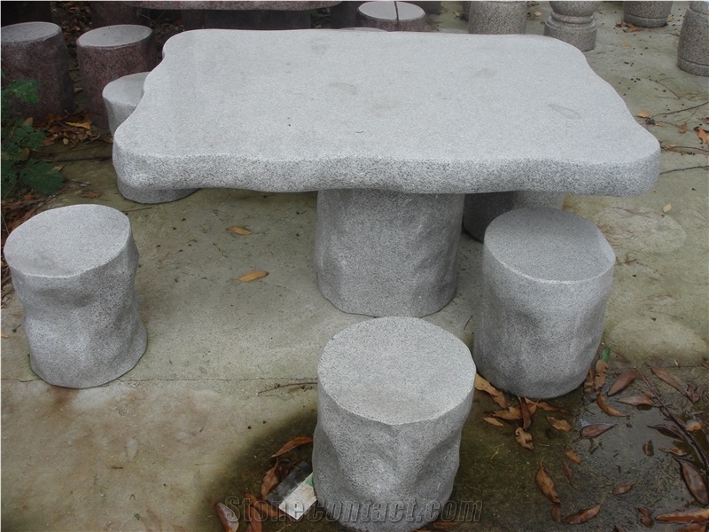 G603 Grey Granite Garden Table and Bench