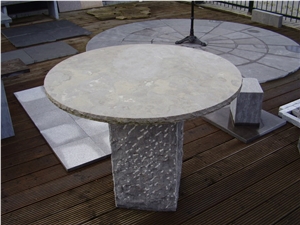 Granite Garden Table and Bench