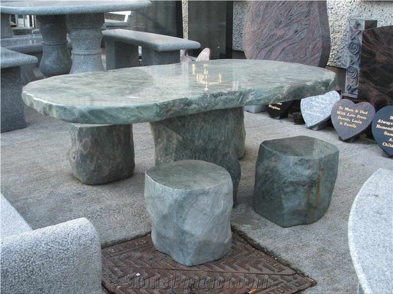Granite Garden Table and Bench