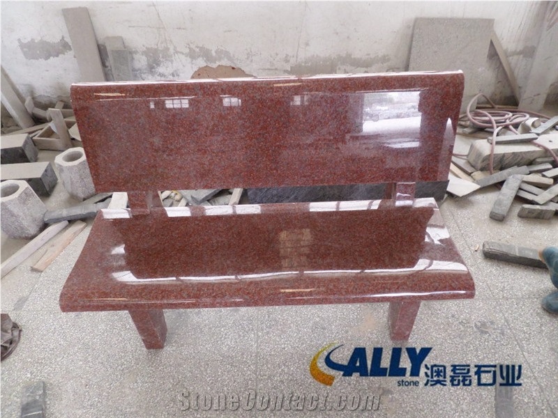 Indian Red Granite Park Bench, Indian Red Granite Memorial Bench, Indian Red Granite Monument.Indian Red Granite Memorial Stone