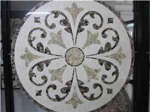 Multicolor Marble Waterjet Medallio, Hotel Medallion, Emperador Dark Marble Medallion