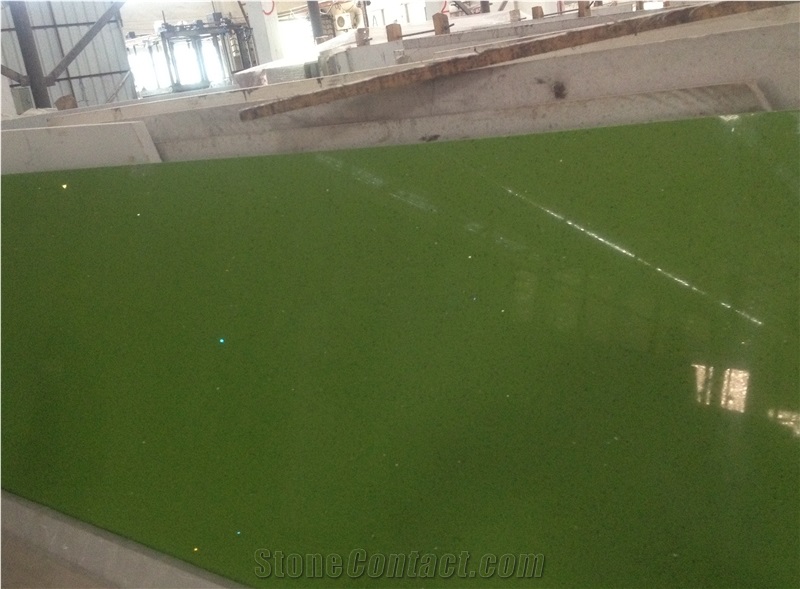 Xiamen China Chinese Engineered Quartz Man-Made Green Slab Tile Paver Cover Flooring