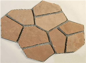 Cheap Rusty Irregular Crazy Paving Random Flagstone Net Paste for Walkway, Road, Rusty Slate Flagstone Pavers