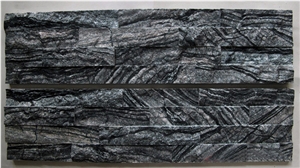 Dark Grey Granite Culture Stone, Wall Cladding Stacked Stone Veneer Ledge Stone Z Shape