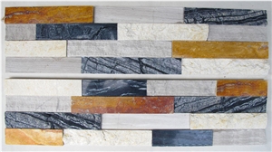 Mixed Color Quartizite Natural Stone Cultured Stone, Wall Decor Z Shape Wall Cladding