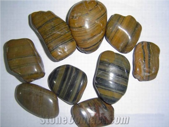 Natural Polished Striped Pebbles for Walkway/Driveway Gravels River Stone