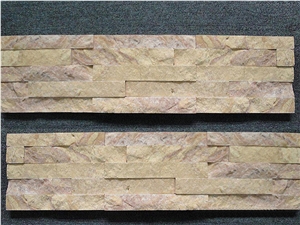 Yellow Slate Natural Stone Cultured Stone, Feature Wall Caldding Stacked Stone Veneer