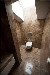 Adiyaman Crystal Emperador Brown Marble Bathroom Design