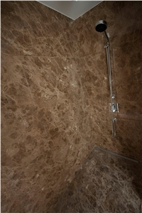 Adiyaman Crystal Emperador Brown Marble Bathroom Design