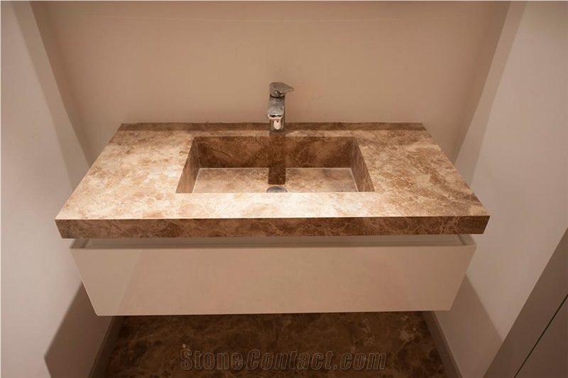 Adiyaman Crystal Emperador Brown Marble Bathroom Design