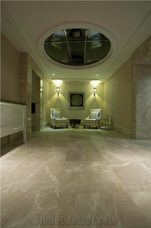 Cream Karaman Marble Hotel Project, Floor Application, Polished, Beige Marble Turkey Flooring Tiles