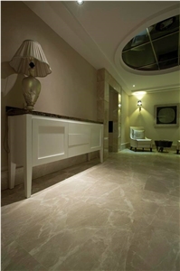 Cream Karaman Marble Hotel Project, Floor Application, Polished, Beige Marble Turkey Flooring Tiles
