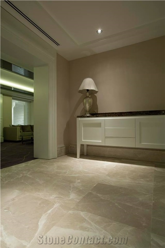 Cream Karaman Marble Hotel Project, Floor Application, Polished, Beige Marble Turkey Flooring Tiles
