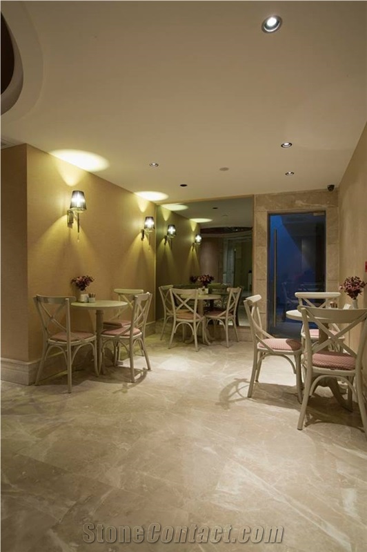 Cream Karaman Marble Hotel Project, Floor Application, Polished, Beige Marble Turkey Flooring Tiles