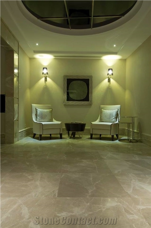 Cream Karaman Marble Hotel Project, Floor Application, Polished, Beige Marble Turkey Flooring Tiles