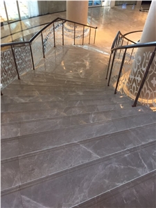 Polished Cream Karaman Marble Staircase
