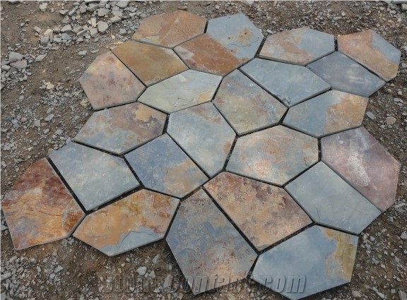 China Multicolor Slate Flagstone on Mesh