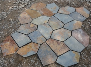 China Multicolor Slate Flagstone on Mesh