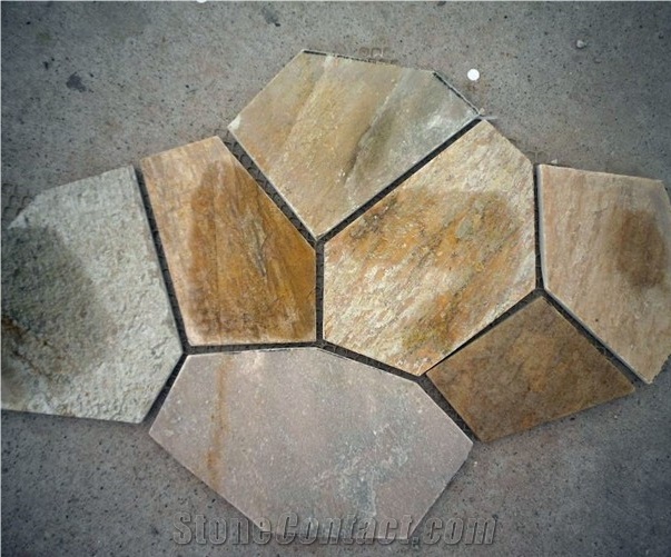 Chinese Garden Quartzite Flagstone Stone,Golden Garden Set-Paving
