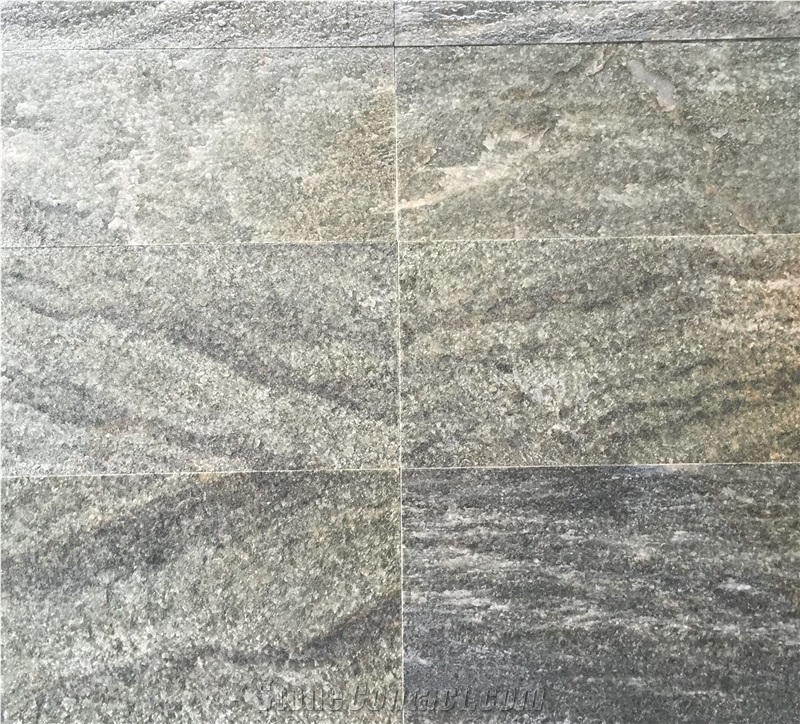 Green Flamed Quartzite Tiles, China Green Quartzite Slabs & Tiles