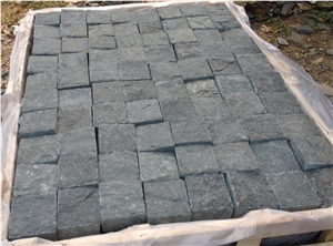 Hebei Black Quartz Stone Flamed Surface Cube Stone for Walkways, Natural Quartz Stone Black Quartzite Cube Stone